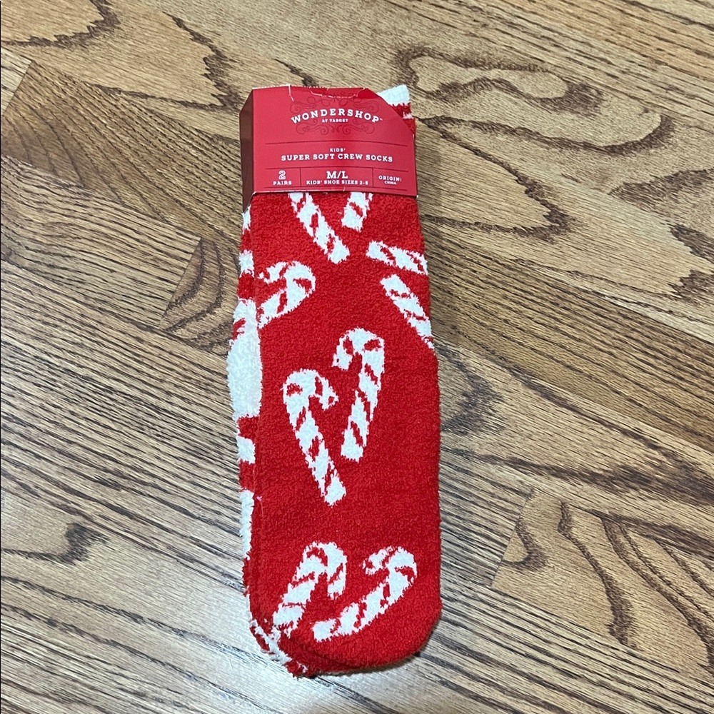 Wondershop Festive Red and White Candy Cane and Polkadot Socks 2 pair